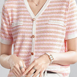 Elegant and Stylish Color-Block Striped Knit Top - liwisi