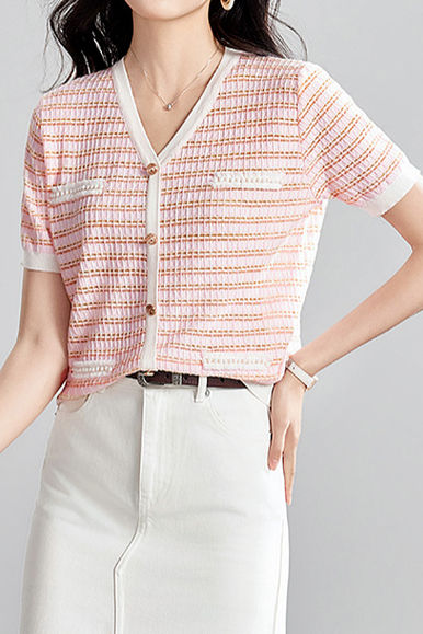 Elegant and Stylish Color-Block Striped Knit Top - liwisi