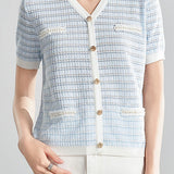 Elegant and Stylish Color-Block Striped Knit Top - liwisi