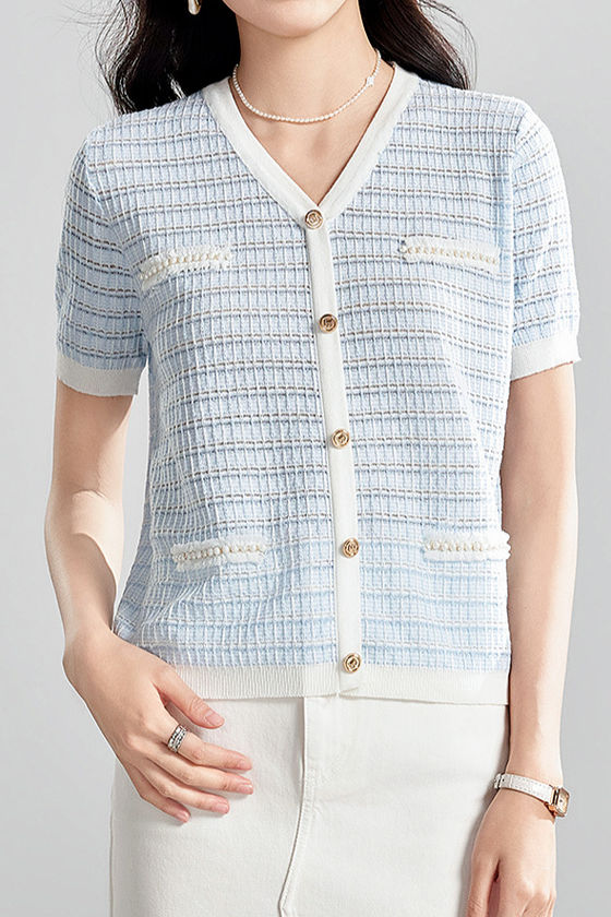 Elegant and Stylish Color-Block Striped Knit Top - liwisi