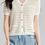 Elegant and Stylish Color-Block Striped Knit Top - liwisi