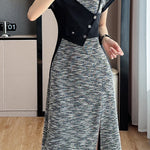 Trendy Asymmetrical Patchwork Dress for Work - liwisi