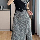 Trendy Asymmetrical Patchwork Dress for Work - liwisi