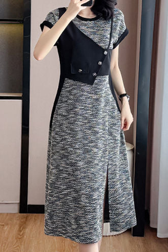 Trendy Asymmetrical Patchwork Dress for Work - liwisi