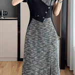 Trendy Asymmetrical Patchwork Dress for Work - liwisi