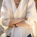 Silk-Cotton Cinched-Waist Casual Shirt - liwisi