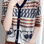 Trendy Casual Knit Top with Artistic Print - liwisi