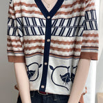 Trendy Casual Knit Top with Artistic Print - liwisi