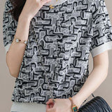 Trendy Jacquard Knit Short-Sleeve T-Shirt