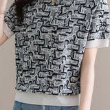 Trendy Jacquard Knit Short-Sleeve T-Shirt