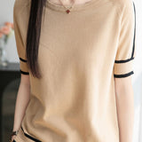 Versatile Pure Cotton Knit Short-Sleeve T-Shirt