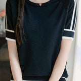 Versatile Pure Cotton Knit Short-Sleeve T-Shirt