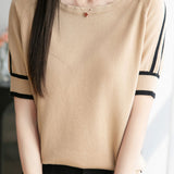Versatile Pure Cotton Knit Short-Sleeve T-Shirt