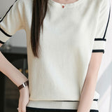 Versatile Pure Cotton Knit Short-Sleeve T-Shirt