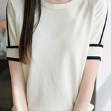 Versatile Pure Cotton Knit Short-Sleeve T-Shirt