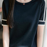 Versatile Pure Cotton Knit Short-Sleeve T-Shirt