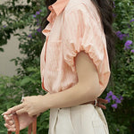 French retro striped short-sleeve blouse - liwisi