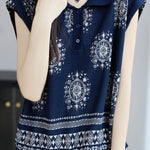 Fashionable knitted jacquard polo top - liwisi