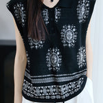 Fashionable knitted jacquard polo top - liwisi