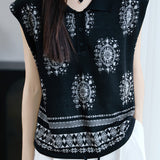 Fashionable knitted jacquard polo top - liwisi