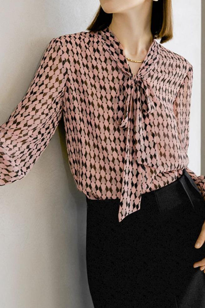 Elegant V-neck bow-tie strap shirt - liwisi