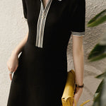 Casual stylish waist-cinched A-line dress - liwisi