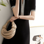 Casual stylish waist-cinched A-line dress - liwisi