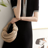 Casual stylish waist-cinched A-line dress - liwisi