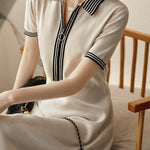 Casual stylish waist-cinched A-line dress - liwisi