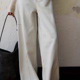 Fashionable casual high-waisted wide-leg jeans
