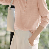 Casual fake two-piece spliced crinkled texture T-shirt - liwisi