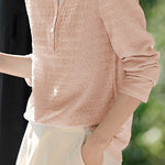 Casual fake two-piece spliced crinkled texture T-shirt - liwisi