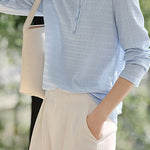 Casual fake two-piece spliced crinkled texture T-shirt - liwisi
