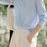 Casual fake two-piece spliced crinkled texture T-shirt - liwisi