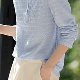 Casual fake two-piece spliced crinkled texture T-shirt - liwisi