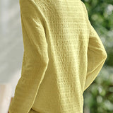 Casual fake two-piece spliced crinkled texture T-shirt - liwisi