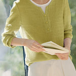Casual fake two-piece spliced crinkled texture T-shirt - liwisi