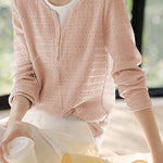 Casual fake two-piece spliced crinkled texture T-shirt - liwisi