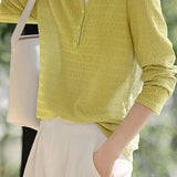 Casual fake two-piece spliced crinkled texture T-shirt - liwisi