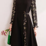 Elegant retro spliced floral dress - liwisi