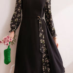 Elegant retro spliced floral dress - liwisi