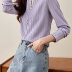 Early Autumn Casual Textured Long-Sleeve T-Shirt - liwisi