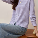 Early Autumn Casual Textured Long-Sleeve T-Shirt - liwisi