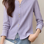 Early Autumn Casual Textured Long-Sleeve T-Shirt - liwisi