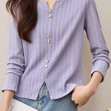 Early Autumn Casual Textured Long-Sleeve T-Shirt - liwisi