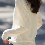Early Autumn Casual Textured Long-Sleeve T-Shirt - liwisi