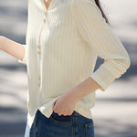 Early Autumn Casual Textured Long-Sleeve T-Shirt - liwisi