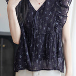 Elegant Ruffled Floral Shirt - liwisi