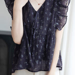 Elegant Ruffled Floral Shirt - liwisi