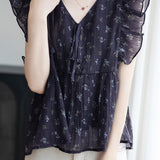 Elegant Ruffled Floral Shirt - liwisi